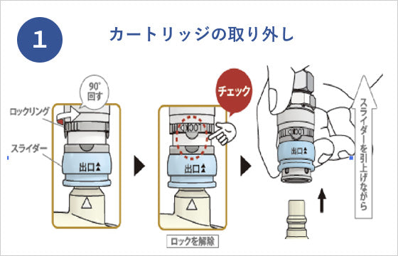 現在接続中のカートリッジをスライダーを引き上げながら取り外します。